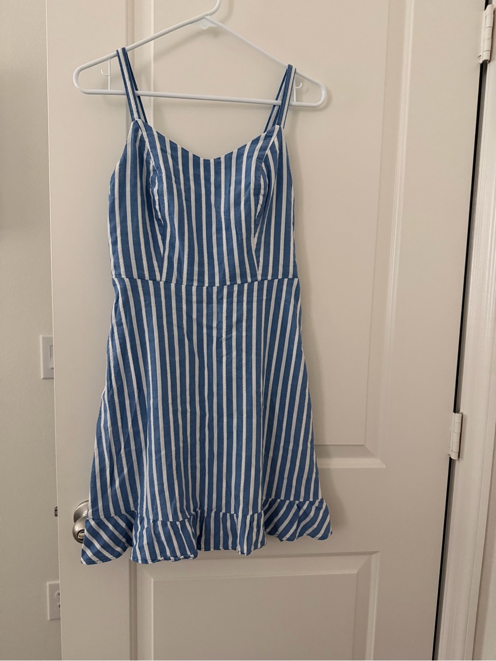 Old Navy Blue and White Striped Sundress with Ruffle Hem